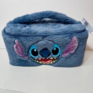 NWT. Disney Stitch blue Fluffy Cosmetic Accessory Case, makeup or travel bag